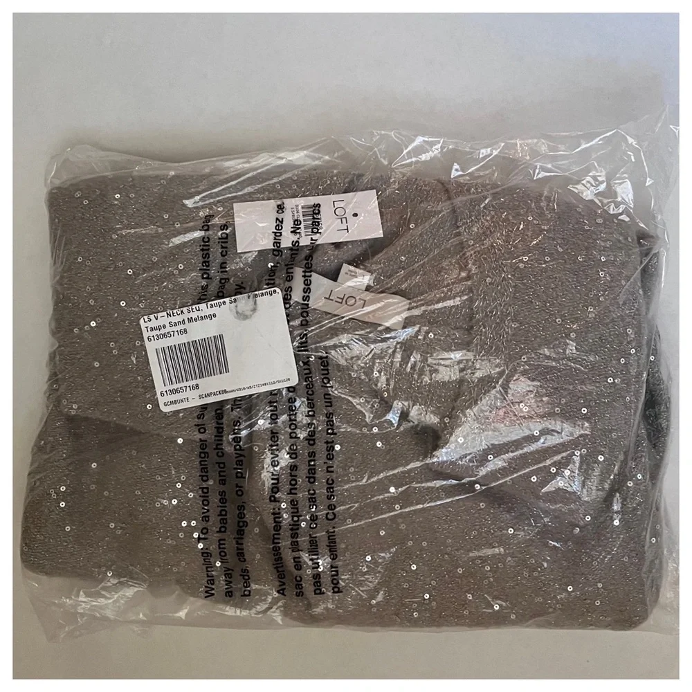 Loft Sequin Shimmer Double V Sweater L - Picture 9 of 9